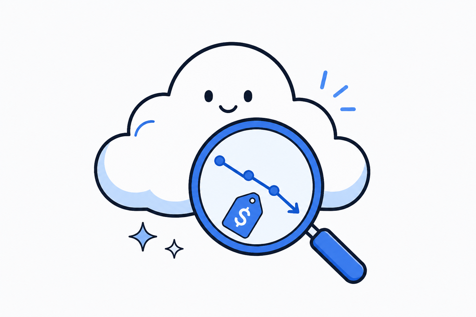 Illustration of a cloud cost audit finding savings
